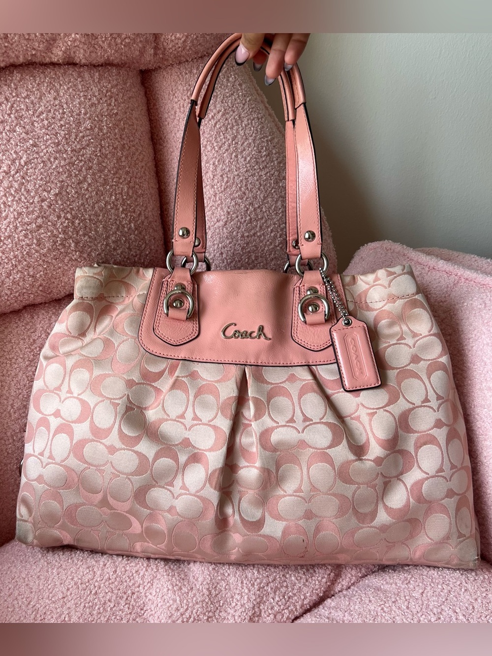 Coach Signature Pink Ashley Signature Carryall